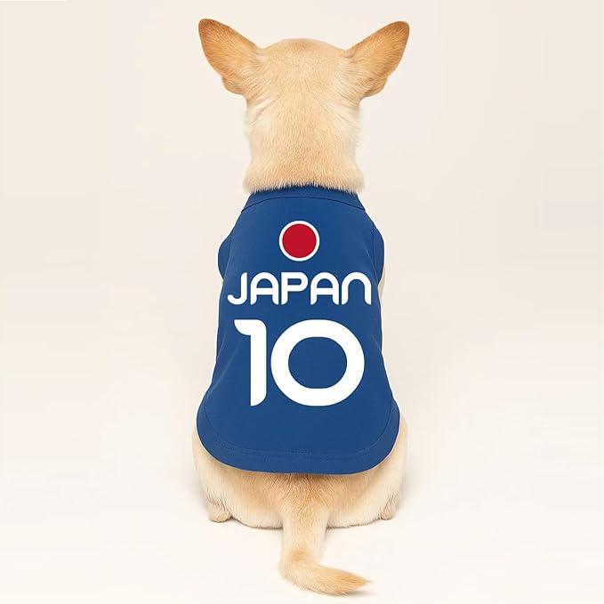 Japan Flag Soccer Jersey Style Dog Tee Shirt | Sleeveless Breeds | International Soccer | Game Day |Royal Blue, Medium 1661