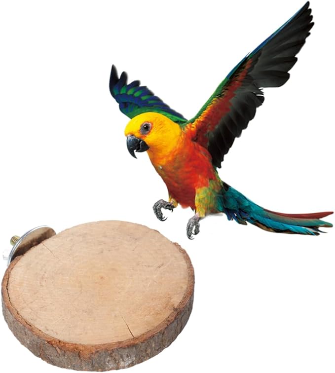 POPETPOP Natural Wood Bird Stand Bird Cages for Parrots Wooden Platform Stand Rack Parrot Branch Perches Small Animal Toy