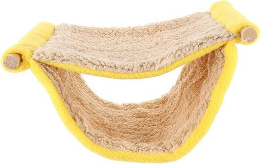 Sosoport Small Animal Hammock Dual Layer Hanging Plush Sleeping Nest for Hamster Bird Cage Rat Ferret Bed Yellow Comfortable Pet Cage Accessory