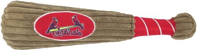 MLB St Louis Cardinals Baseball Bat Toy for DOGS & CATS. Soft Corduroy Plush Dog Toy with Inner SQUEAKER, MLB Chew Toys for Dogs or Cats. Durable Fun Interactive Dog Toy with Team Names and Logo