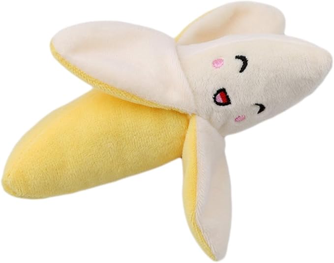 Smiling Face Banana,Pet Plush Toys Puppy Interactive Training Chewing Squeaky Dog Toy for Dogs Cats Puppies, Pet Supplies 15 * 6cm (ZS604)