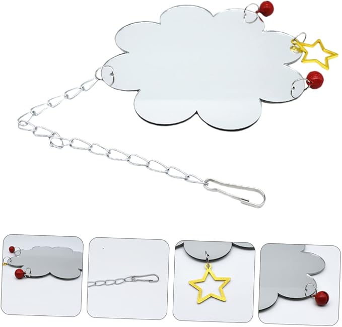 Bird Cage Accessory Chicken Mirror Toy Bell Hanging Mirror for Pet Chickens Toys for Birds