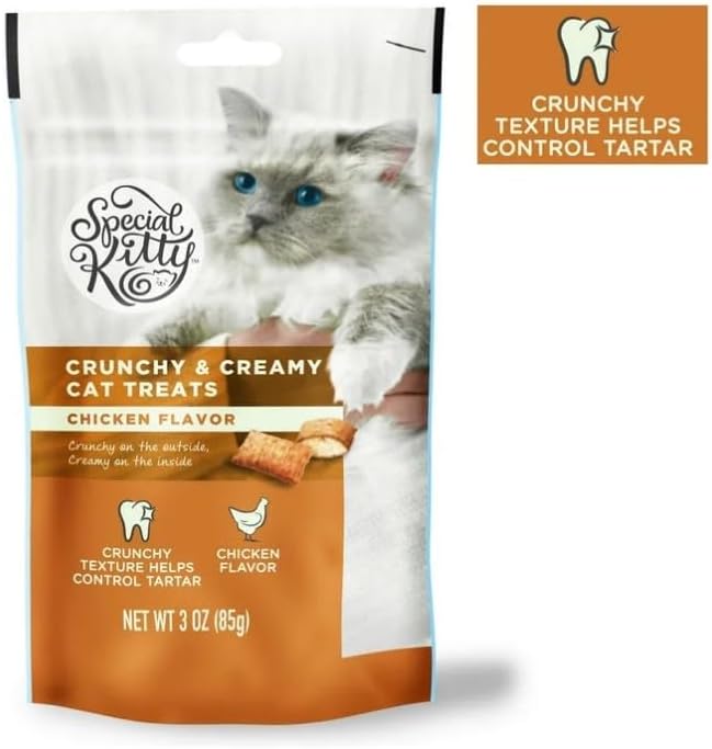 Crunchy & Creamy Cat Treat ~ These Cat Treats Contain Perfect Combination of Delicious Taste and Nutritional, Formulated to Meet Nutritional Standards for All Life Stages ~ (Pack of 4 X 3 Oz)