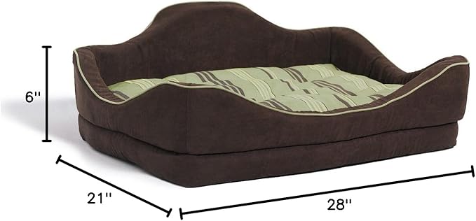 MidWest Homes for Pets MidWest Quiet Time 28-By-21-Inch Camelback Designer Pet Bed, Green/Brown