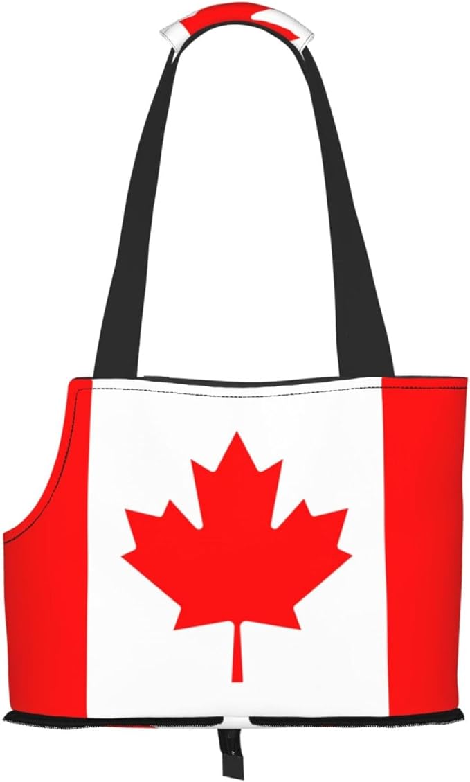 Foldable Pet Carrier Sling - Waterproof Small Dog & Cat Travel Canadian Flag Tote with Safety Hook for Hiking