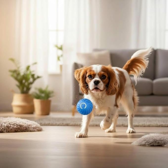 Interactive Pet Toy Ball - Smart Rolling Ball for Dogs & Cats, Moving Vibrating Electric Dog Ball Toy, Perfect for Small Pets, Puppy Toys for Enrichment and Fun, 2.6 Inch Diameter, Blue