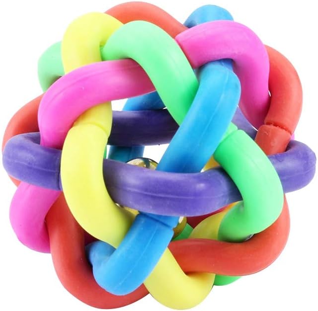 plplaaoo Soft Rubber Dog Chew Toy with Bell – Bouncy Interactive Ball for Puppies Teething & Adult Dogs – Medium Size 6.5cm Pet Training Play Toy for Cats and Dogs