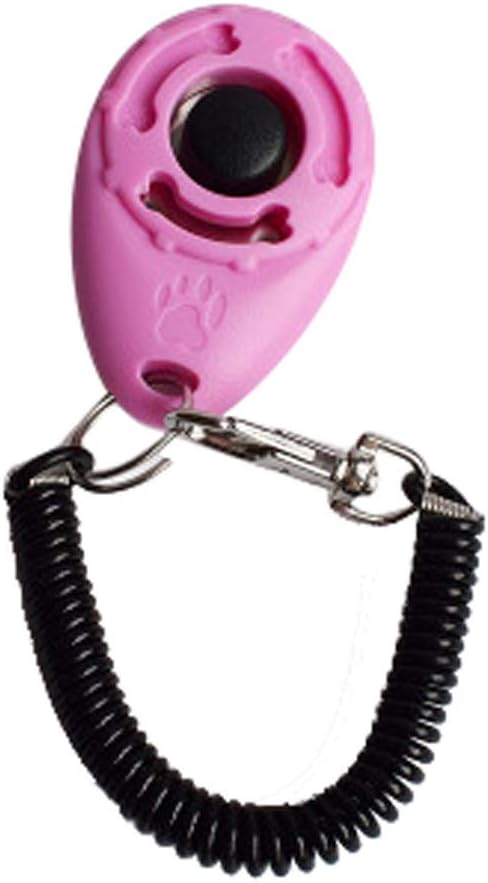 SERYU 1 Piece Dog Pet Click Clicker Training Trainer Aid Wrist Strap Pink