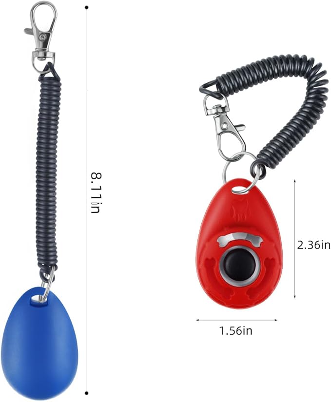 yuntop 4 Pieces Pet Training Clicker with Wrist Strap and Dog Training Treat Pouch Pet Training Clicker for Training Puppy Cats Birds Dog Clicker Training Kit Behavioral (White, Red, Orange, Blue)