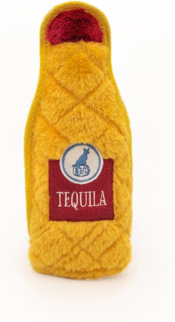 ZippyPaws Z-Stitch® Happy Hour Crusherz 2-Pack - Whiskey and Tequila, Funny Dog Toys for Aggressive Chewers, Durable Plush Alcohol Puppy Toys, Squeaky Toys for Dog Birthday