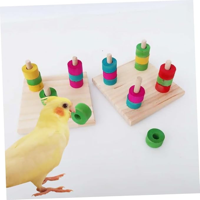 Milisten Parrot Ring Toss Toy Bird Cage Accessories Educational Bird Toy for Parakeets Conures