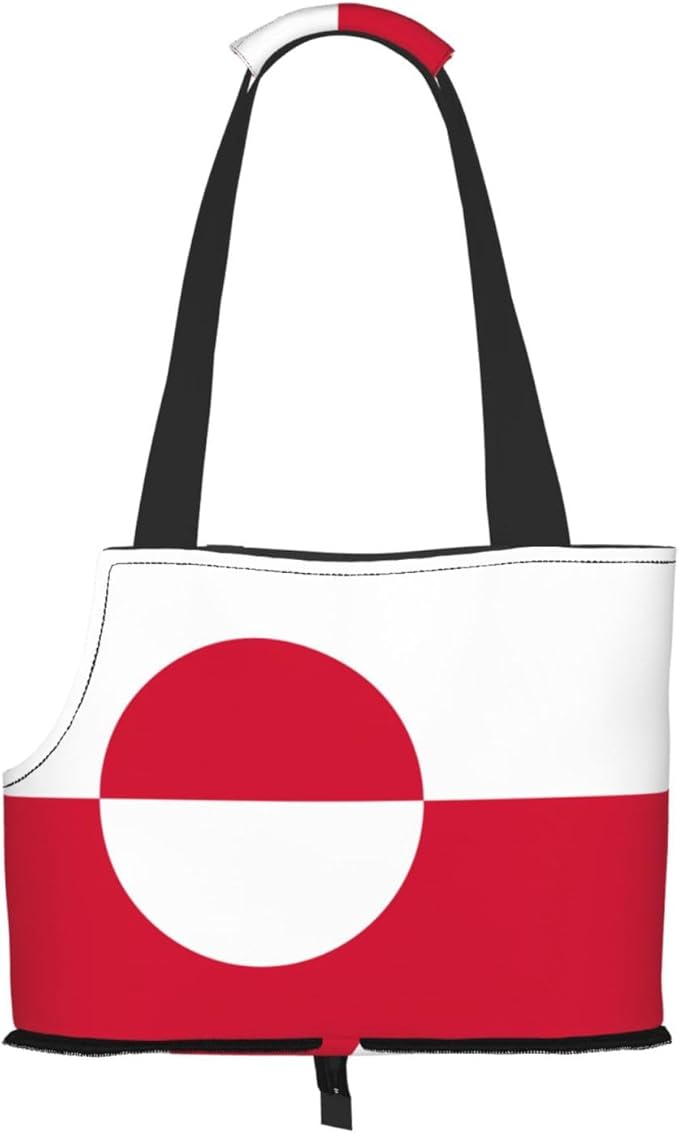 Foldable Pet Carrier Sling - Waterproof Small Dog & Cat Travel Greenland Flag Tote with Safety Hook for Hiking