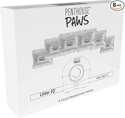 Penthouse Paws Litter IQ Deodorizer Tablets 6 Pack, Odor Control for Litter IQ Waste Drawer to keep home smelling, Long-Lasting freshness, Easy to Use, Safe for Cat