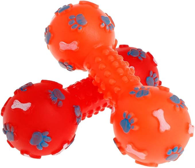 Rubber Barbell Soft Chew Bite Molar Teeth Toys Play Funny Footprint Bone Pet Cat Kitten Dog Puppy Products Interactive Dumbbell Toy