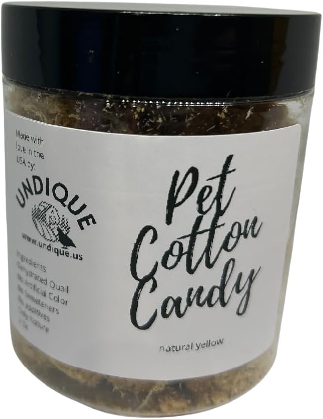 Undique Pet Cotton Candy - All Natural Protein-Rich Fluffy Treat for All Pets, one Ingredient only - Food Topper for picky Eaters or gourmets. Made from Premium Quail Meat