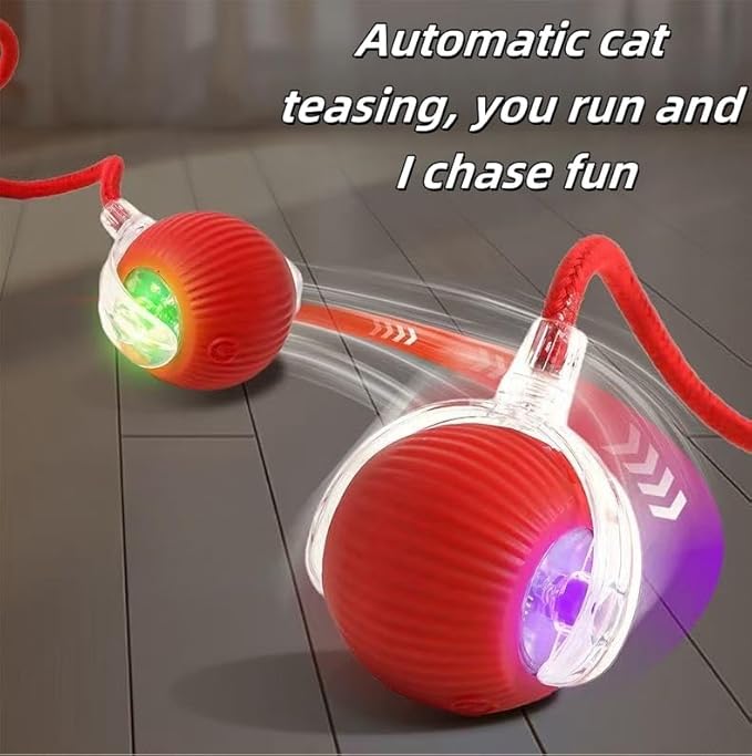 BoBow 2pcs Interactive Dog Toys, Interactive Rolling Ball, Moving Cat Balls, 360° Smart Automatic Rolling Pet Ball Toys Balls for Bored Indoor Cats/Dogs(Red&Blue)