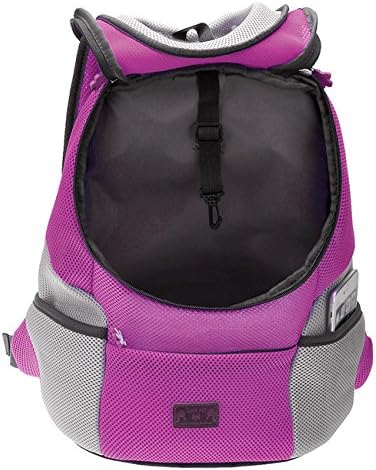 Mogoko Airline Approved Cat Dog Backpack, Puupy Pet Carrier Front Bag with Breathable Head Out Design and Double Mesh Padded Shoulder for Outdoor Travel Hiking (L, Pink)