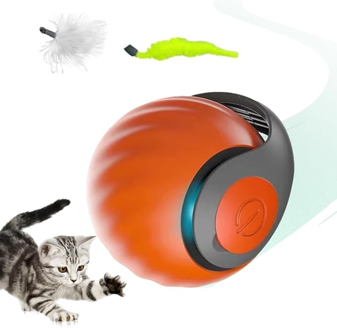 Interactive Cat Toys Ball, 2026 New Automatic Moving Balls for Cat Small Dog Touch Motion, Self Rolling Cat Toy Ball Interactive Dog Toys for Indoor and Outdoor (Orange)