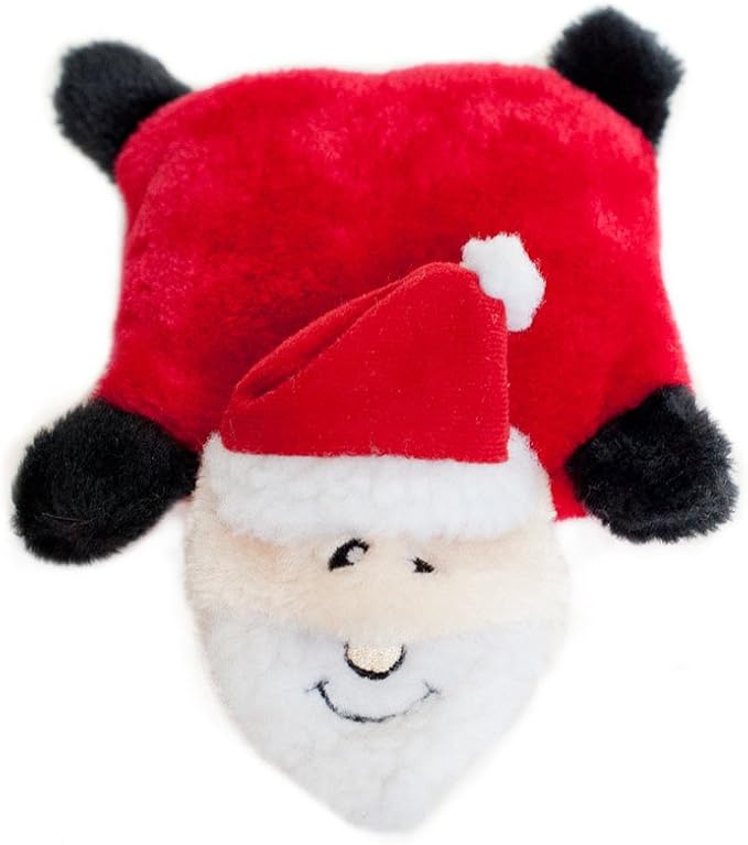 ZippyPaws Holiday Squeakie Pad Santa Squeaky No Stuffing Plush Dog Toy