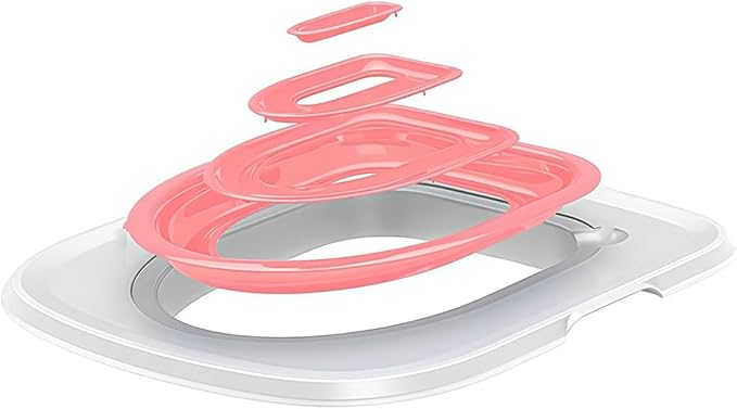 Cat Toilet Trainer, Universal Cat Toilet Training Systems, Reusable Plastic Trainer White Tray with Pink Inner Support, Pet Supply for Kitty Potty Puppy Small Trainer, Litter Boxes (Pink)