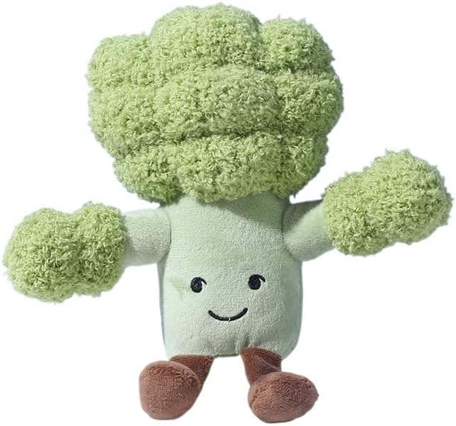 Plush Fruit-Shaped Pet Toy – Durable Squeaky & Bite-Resistant Dog and Cat Chew Toy for Teething and Self-Play (Broccoli)
