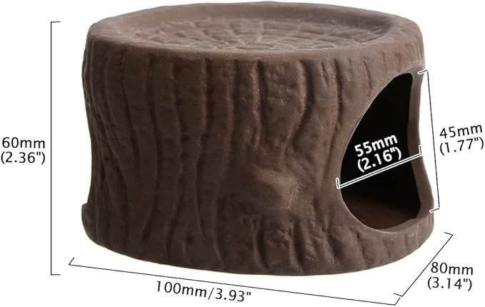 Saim Ceramic Betta Cave, Handcrafted Natural Tree Stump Fish Tank Decor, Aquarium Hideout for Betta Fish Shrimp Cichlid, Aquarium Decorations Breeding Cave with Large Opening