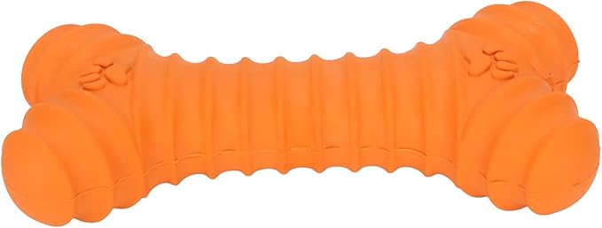 Pssopp Dog Bones Toy, Latex Squeaky Dog Toy,Pet Puppy Cat Squeaky Chewing Play Toys Bone Shaped Toys for Puppy (Orange)