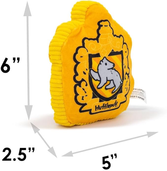 Buckle-Down The Wizarding World of Harry Potter Dog Toy, Hufflepuff Badger Crest Pet Toy, Plush