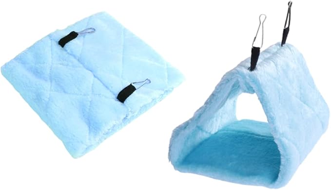 WOONEKY Adorable Parrot Hammock Bed Plush Pet Hanging Hut for Birds Sleeping Nest for Bird Cages Encourages Exercise and Balance