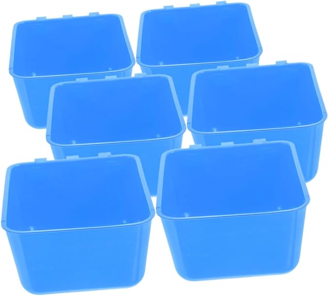 6pcs Bird Cage Cups Rabbit Feeder Bowl Hanging Water Feeder Plastic for Puppies Chickens Rabbits