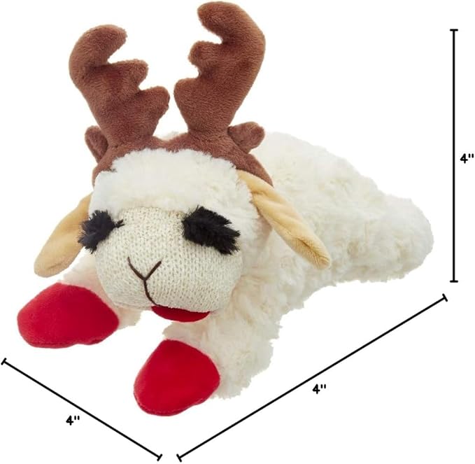 Multipet Holiday Lambchop with Antlers, 6 in, White