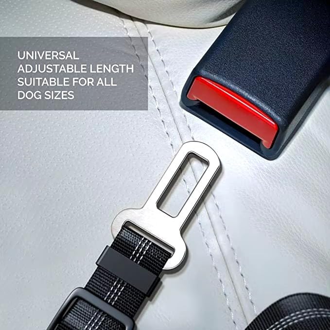 PETSPLAZA Dog Seat Belt, Retractable Dog Car Harness Adjustable Dog Seat Belt for Vehicle Nylon Pet Safety Seat Belts Heavy Duty & Elastic (Gray)