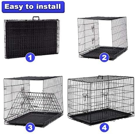 Extra Large Dog Crate with Double-Door, Removable Tray & Divider Panel - Travel Dog Crate for Medium Sized Dogs - Dog Cage for Small Dogs (Black, 24")