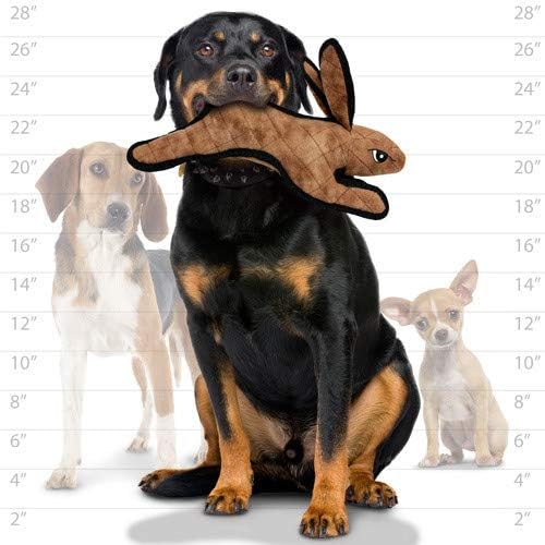 TUFFY - World's Tuffest Soft Dog Toy -Barnyard- Multiple Layers. Made Durable, Strong & Tough. Interactive Play (Tug, Toss & Fetch). Machine Washable & Floats. (Brown Rabbit, Large 2 Pack)