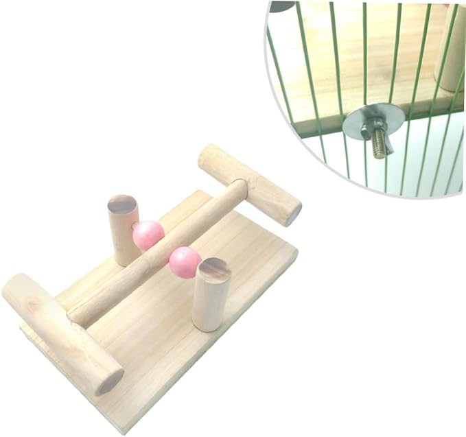 ORFOFE Parrot Hamster Toys Seesaw Climbing Rack Bird Cage Accessory Wooden Toy Random Color