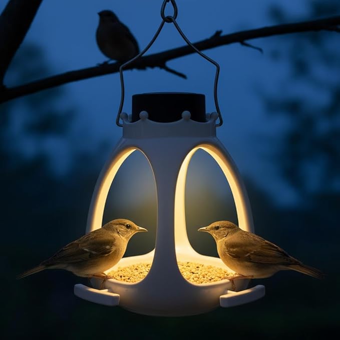 Solar Bird Feeder for Outdoors Hanging,2026 New Crown Wild Bird Feeders for Outside,Weatherproof Bird Houses for Backyard Birding & Wildlife Decor