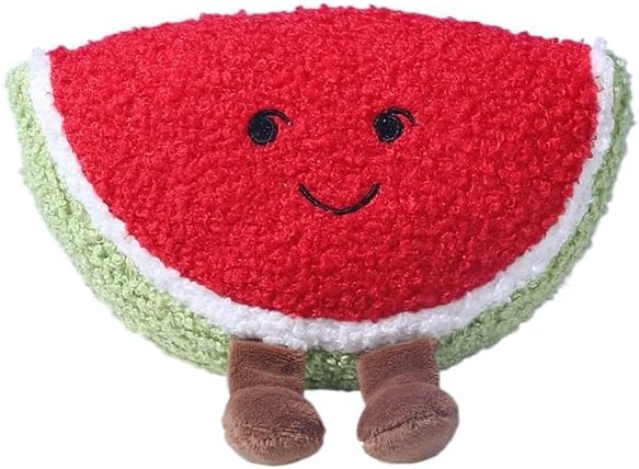 Plush Fruit-Shaped Pet Toy – Durable Squeaky & Bite-Resistant Dog and Cat Chew Toy for Teething and Self-Play (Watermelon)