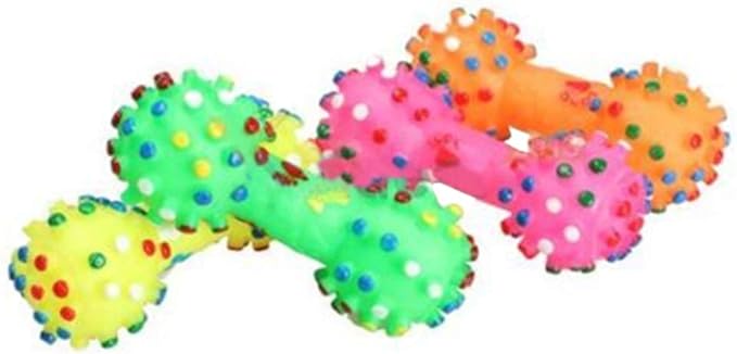 Soft Small Rubber Bone Pet Dog Puppy Cat Toys–Pet Chew Toy Squeaky Colorful Dot Toy for Puppy Games