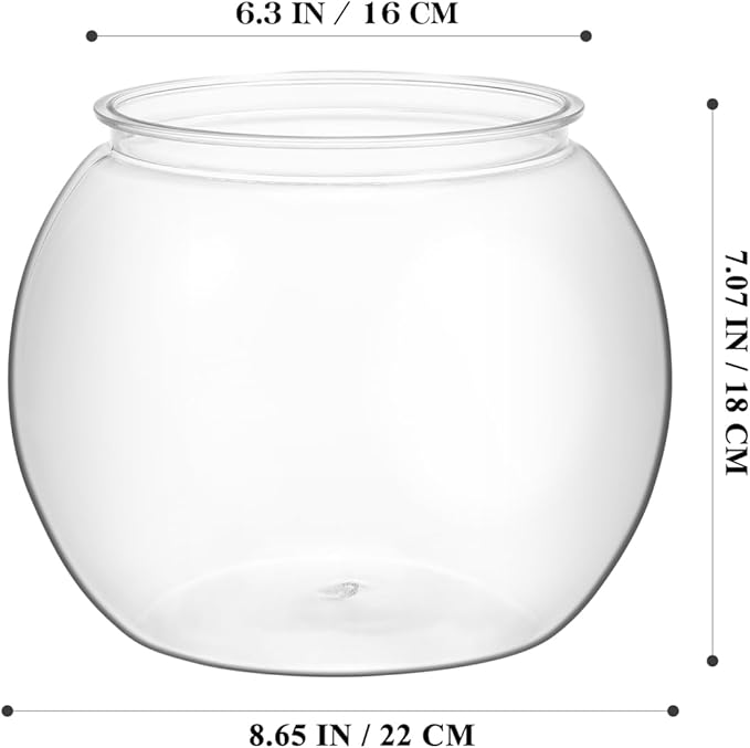Abaodam 8.66 Inch Round Desktop Fish Tank Small Clear Plastic Fish Bowl Aquarium for Betta and Aquatic Plants Home Office Garden Decoration