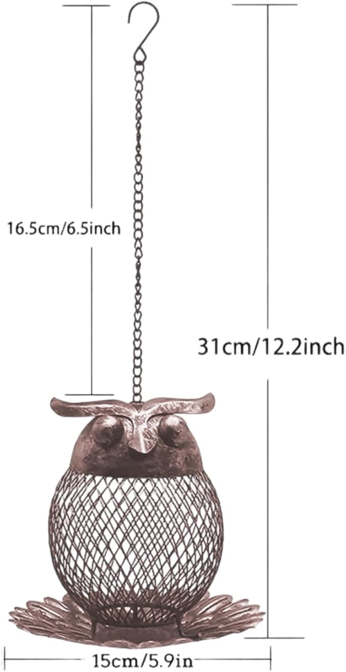 Wild Bird Feeders | Cute Metal Vintage Owl-Shaped Large Capacity Bird Feeder, Squirrel-Proof Design for Finch, Bluebird, Sparrow, and Other Birds, Yard, Deck, Porch, Garden Birding