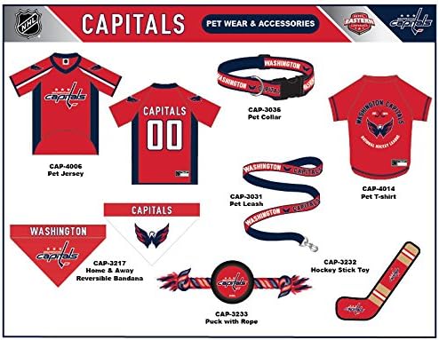 NHL Washington Capitals Tee Shirt for Dogs & Cats, Large. - Are You A Hockey Fan? Let Your Pet Be An NHL Fan Too!