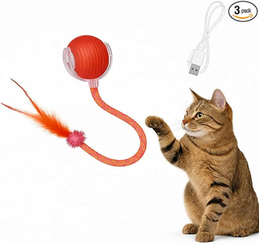 Interactive Cat Toy Ball – Rechargeable Smart Rolling Cat Ball Toy – Auto Movement – Indoor Cat Toys for Kittens – Light-Up Modes – Dual Speed – Cat Toys Interactive