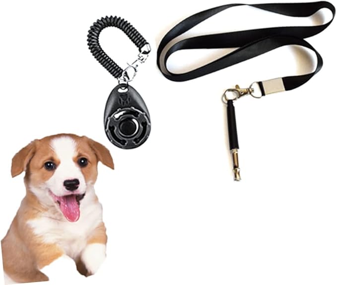 Kisangel 1set Pet Training Tool Set Clicker Whistle and Rope Practical Training Essentials for Puppies and Dogs