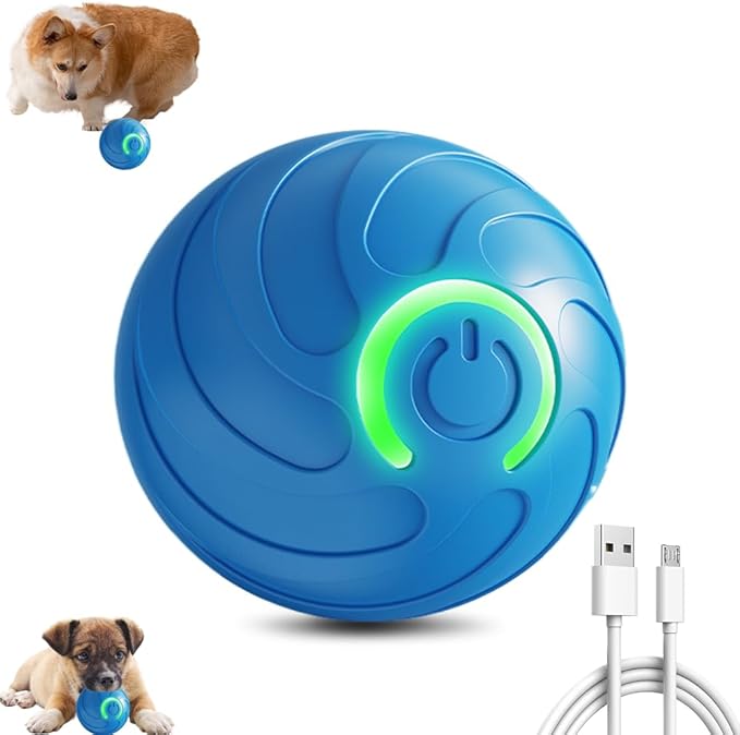 Interactive Dog Toys, 2025 Upgrade Vibrating Dogs Ball, Automatic Moving Dog Ball Rolling Balls, Pets Bouncing Rotating Balls Toys for Samll Dogs Cats (Blue-1pc)