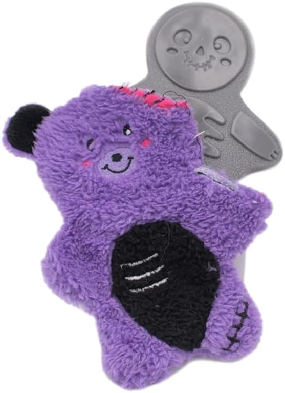 ZippyPaws 2-in-1 Halloween Dog Toy, Soft Plush Outside and Tough Rubber Inside for Aggressive Chewers, Cute Teething Toy for Puppies, No Squeakers for Silent Play - Zombie Bear