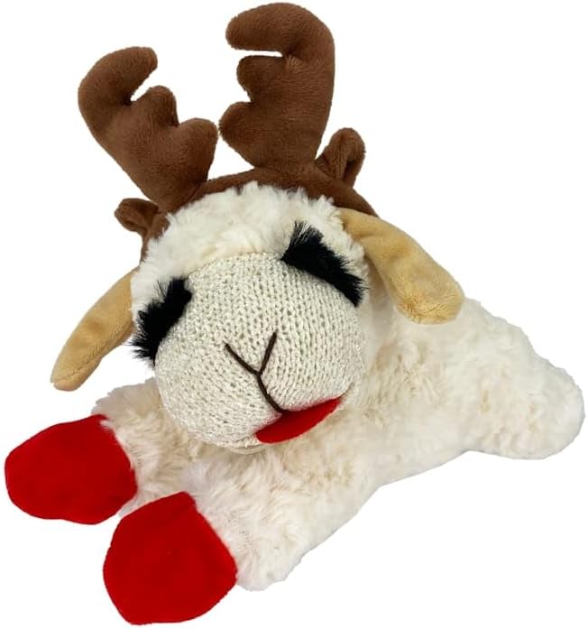 Multipet Lamb Chop Dog Toy with Antlers, Medium
