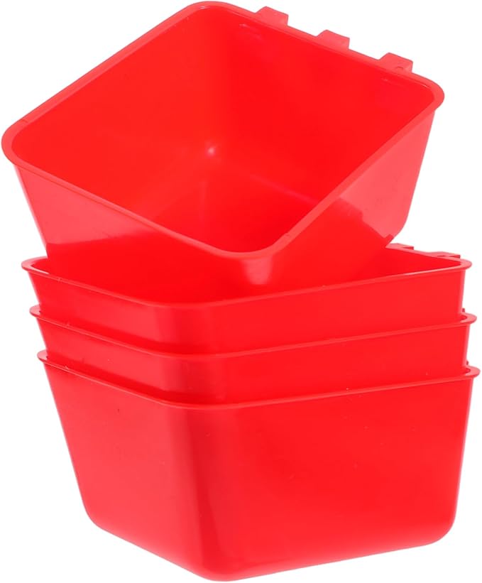 SUPVOX 4pcs Hanging Bird Cage Feeding Cups 12.5 * 9.5 * 6CM Sturdy Rabbit Water Bowl Chicken Coop Feeder PET Food and Water Bowls for Small Animals