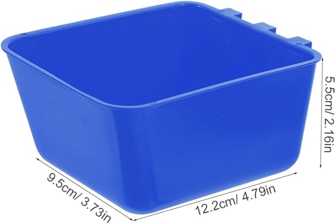 Abaodam 4pcs Hanging Bird Cage Feeding Cups for Rabbit and PET Water Bowl Sturdy 12.5x9.5x6CM Blue Food and Water Dishes for Parrots Roosters and Poultry