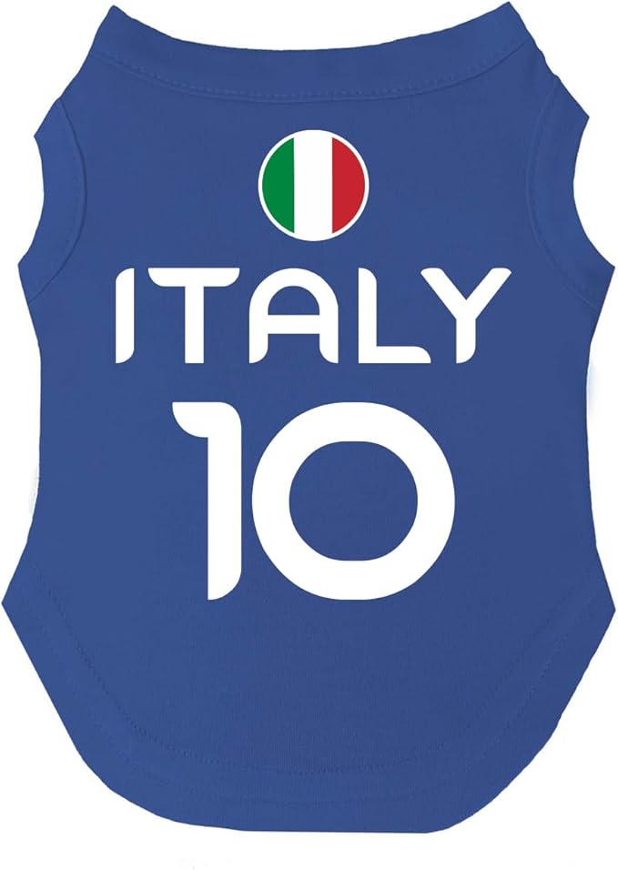 Italy Flag Soccer Jersey Style Dog Tee Shirt | Sleeveless Breeds | International Soccer | Game Day |Royal Blue, Medium 1790
