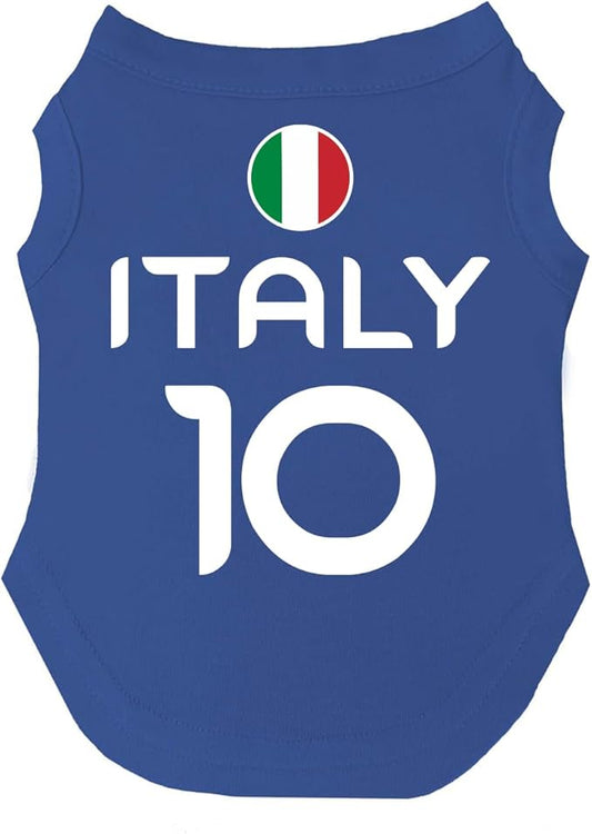 Italy Flag Soccer Jersey Style Dog Tee Shirt | Sleeveless Breeds | International Soccer | Game Day |Royal Blue, 2X-Large 1790